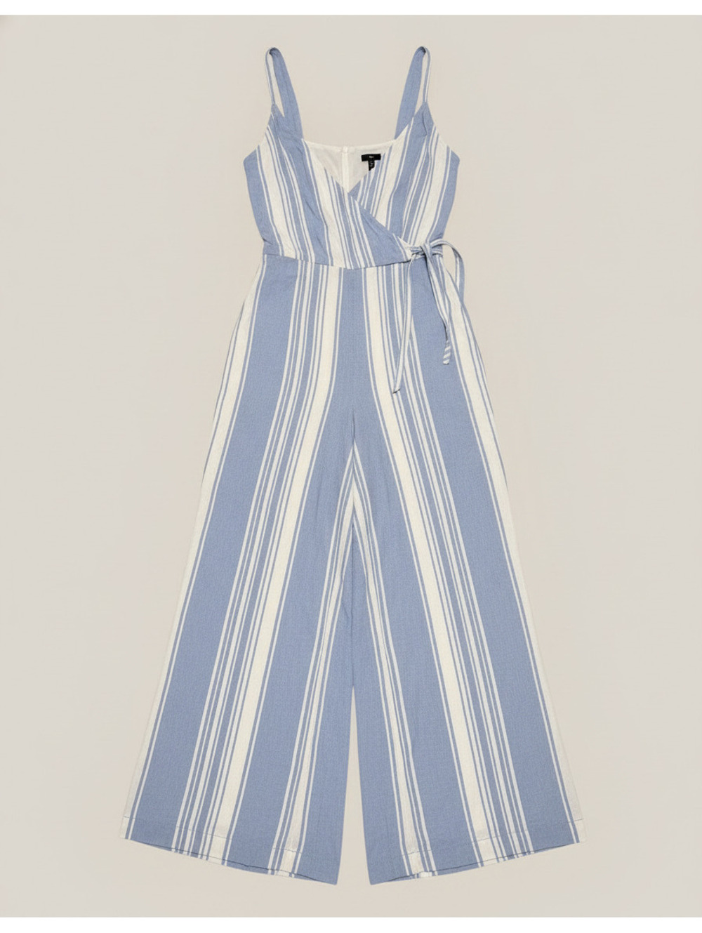 Lulus Blue & White Striped Wide Leg Wrap Jumpsuit XS Tie Waist
